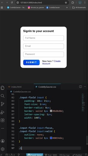 ⚡Sign In Form UI in 30 Seconds #webdevelopment #htmlcss #form
