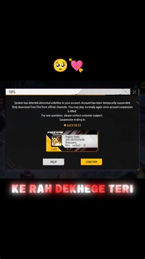 Id Suspend Ho Gyi 🥺 #shorts #viral #freefire