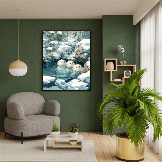 Capybara Winter Bath Art Print, Animal Illustration (digital Download) - Etsy