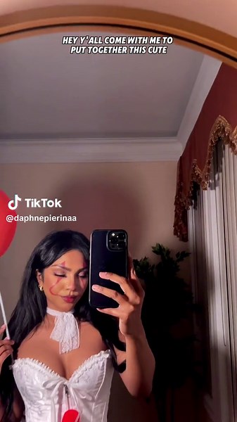 Easy DIY Halloween Party Costume 🤡🎈 Details Corset & Thigh Highs @Spirit Halloween Balloons, Face Makeup Brushes - Local Dollar Store Red Pom Poms,Neck Cuff/Choker - @Michaels Stores Underskirt shorts, Balloon Straws @Party City Canada Skirt - Recycled #pennywise #costumeideas #easyhalloweencostume #partycostume