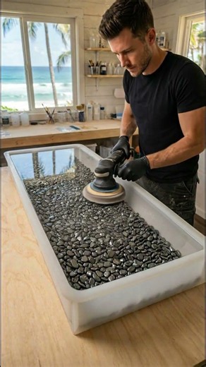 Hematite Stone Dining Table ⚫✨ Luxury Epoxy Resin DIY. #diy #epoxyart #tablemesa #resindiy #home