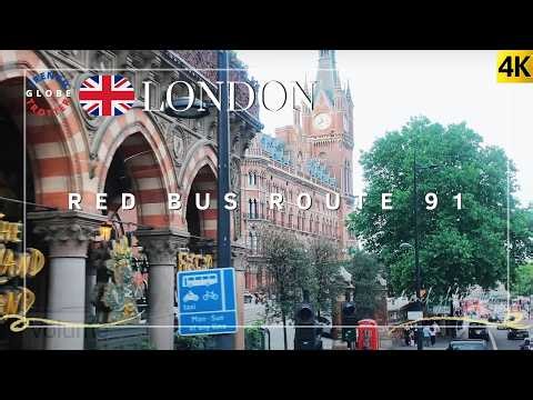 London Double Decker Red Bus 🇬🇧Route ➈➀ 🚏 Russell Square → Holborn→ King’s Cross 4K Road Tour