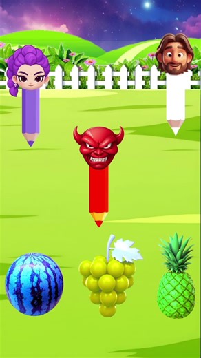 Which is the correct color?🍈🍇🍍Jesus vs Devil#shorts