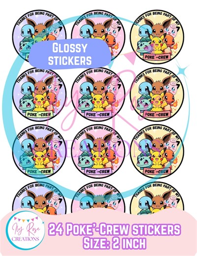 Poke'-crew Party Stickers - Etsy