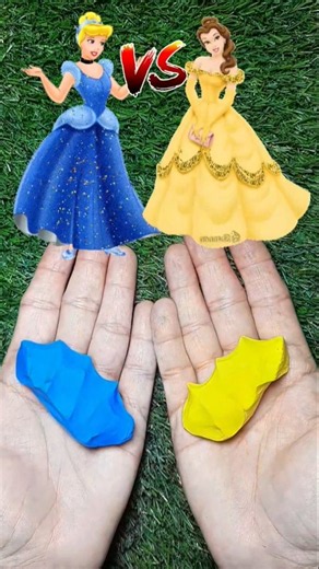 💙 Cinderella VS 💛 Belle! 👑✨ | Blue vs Yellow Clay Mixing Challenge 😱🎨 #claymixing #satisfying #asmr