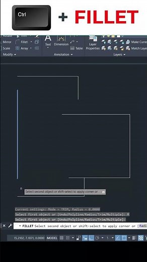 Multiple FILLET #autocadtutorial #autocadtips #design