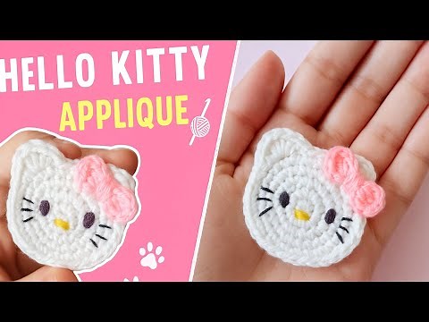 Easy Crochet Hello Kitty Applique Tutorial for Beginners | Cute Cat pattern