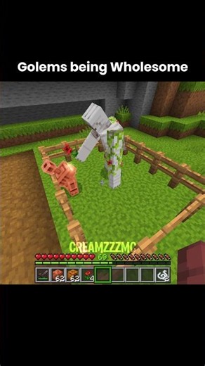 Iron Golem giving poppy flower to copper golem 🥰 #minecraft #shorts