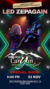 Led Zepagain is Coming to The Canyon Club SUNDAY NOV 2nd! 🎤 Mark your calendars for a special one-night-only performance by Led Zepagain, the legendary Led Zeppelin tributethat’s taken the world by storm — coming to the Agoura Hills Canyon Club on November 2nd at 8PM! ⚡️ 🎸 With appearances on AXS TV’s “World’s Greatest Tribute Bands” and a touring history that spans Japan, Canada, and Europe, Led Zepagain captures the look, sound, and magic of Zeppelin like no other. 📍 Where: The Canyon Club 