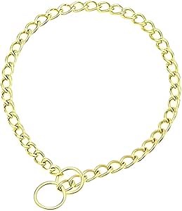 Metal Choke Chain Collars for Large Dogs Training Slip Link Choker Collar for Dogs Heavy Duty Martingale Collars for XXS XS Small Medium Large Breed Pets Boys Girls, Gold L