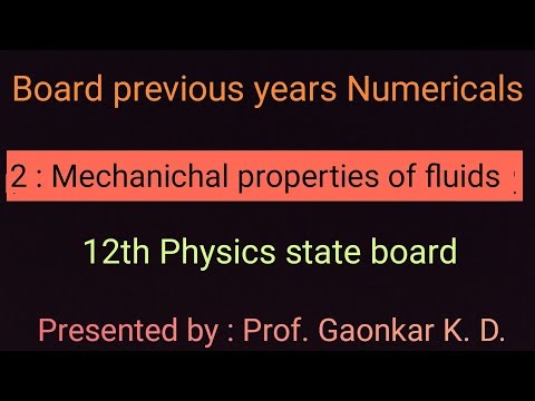 (12th Science) Previous year numerical chapter 2: Mechanical properties of Fluids #viral