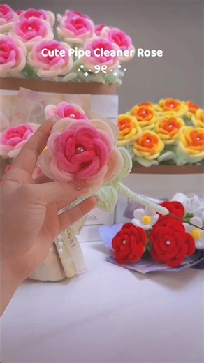 Easy rose flower diy | Made with pipe cleaners #diytutorial #handmadegifts