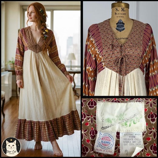 Prairie Dress With Lace-up Corset Bodice, Boho Maxi Dress, Size S - Etsy