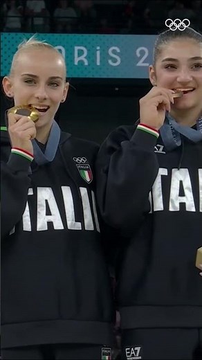One of the most adorable podium moments from Paris 2024. 😍 #Olympics #Paris2024 #Sports