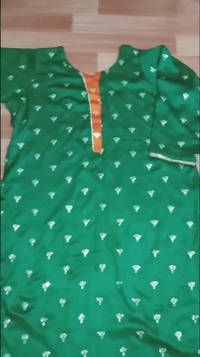 silk fabric kurti and pajama with back neck design 😍 # fashion #ideas