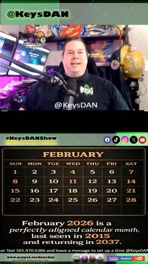 February 2026 is a special month where the dates and weekdays align perfectly. This rare occurrence last happened in 2015 and won't happen again until 2037. Pretty cool, right? #February2026 #AlignedDates #RareOccurrence #CoolFacts | Keys DAN