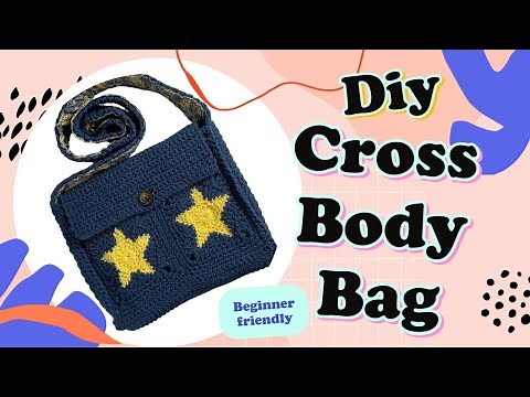 Crochet Star Granny Square Crossbody Messenger Bag