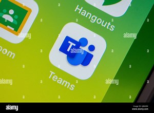 App of Microsoft Teams, a unified communication & collaboration platform that combines workplace chat, video meetings, file storage,  on iOS Stock Photo - Alamy