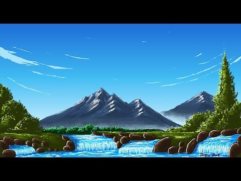 Beautiful Scenery Drawing on Ms Paint | Ms Paint Drawing |paint in computer| How to draw in Ms Paint
