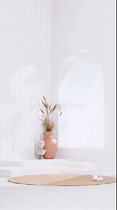 Minimalist backgrounds with interior elements and ceramics. Animations in the form of camera movement and shadows. 3d render. Vertical Video