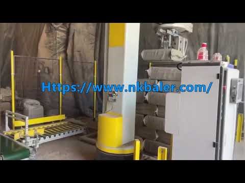 Straw baler + palletizing robot + wrapping machine#balepress