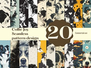 Border Collie Seamless Pattern - Energetic Dog Design for Digital Paper, Wallpaper, Fabric Printing, and DIY Crafts - Etsy Australia