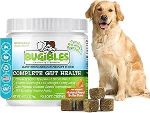 Probiotics for Dogs with Cricket Powder - Dog Probiotic Chews for Complete Gut Health (Pre, Pro & Post Biotics) - All-Natural Ingredients for Dogs Digestive Health, Allergy and Immune Support