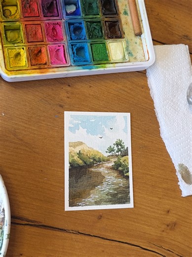 Captivating Watercolor of a Muddy River
