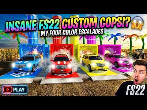 GIANT Rainbow Police Station with Matching Police Cars in Farming Simulator 22! 😂🚔🌈