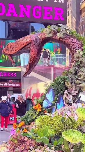 Giant Snake Times Square Hunger Games Installation NYC #giltv #newyork #shorts