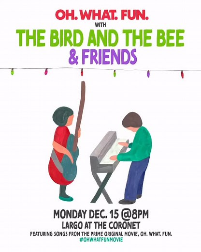 We are excited to announce that we’ll be playing a show @largolosangeles on Dec 15 for a night of live music to celebrate the music of #OhWhatFunMovie! Featuring songs performed by @birdnbeemusic & friends ! Thank you to @marcus.tamkin for inviting us into this project. Link to tix in bio. Xoxoxoinara | the bird and the bee