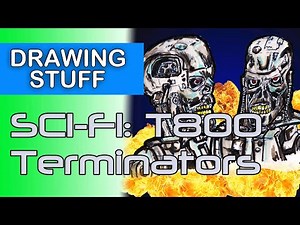 Draw the T800 Terminator | Timelapse Tutorial For Beginners | Heads front and side on