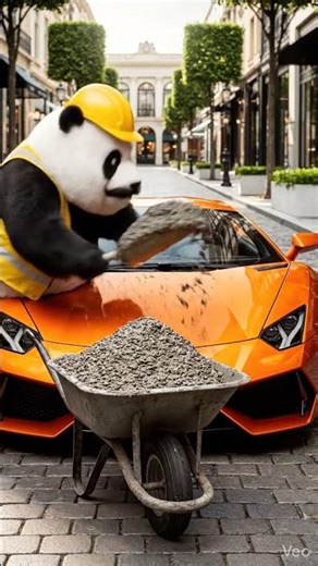 Panda destroy Lamborghini .