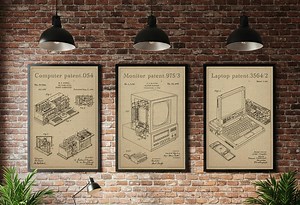 Retro Computer Blueprint Poster: Tech Evolution Art (Digitaler Download) - Etsy.de