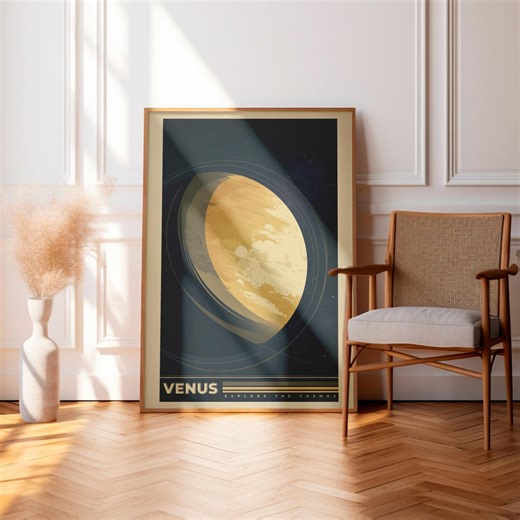 Venus Crescent Ring Canvas Print – Dark Gold Space Wall Art - Etsy