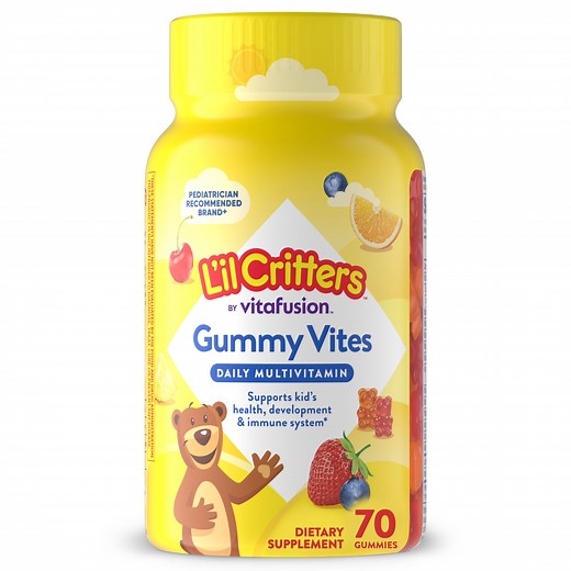 L’il Critters Gummy Vites, Daily Gummy Multivitamin for Kids Ages 2 , Fruit Flavors, 70 Count