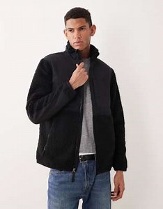 Polo Ralph Lauren utility icon logo hybrid borg full-zip jacket in black | ASOS
