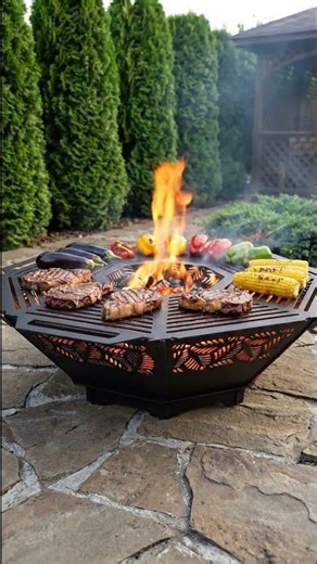 Octagon Foldable Fire Pit Grill V3 | Professional BBQ CNC Design (DXF/SVG) 🔥