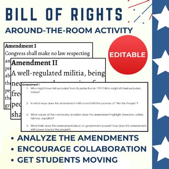 Bill of Right Amendments Activity, Constitution, American Lit, US History