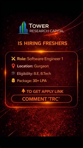 Sdo Openings on Instagram: "Tower Rsearch Capital is hiring #Freshers for #Software Engineer 1. Location: #Gurgaon Eligibility: - 0-2 years of experience as an SDET(Software Development Engineer in Test). - Bachelor’s Degree in Computer Engineering, Computer Science, or related field. - Proficiency in Python programming - Competence using Linux, and good understanding of system, network and environment management. - Brilliant problem solving skills and ability to work independently. - Able to pr