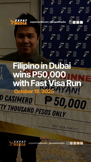 4.7K views · 35 reactions | Filipino in Dubai wins ₱50K at Fast Visa Run raffle! Gerald Casimero joined the draw last minute—and still won big! Congrats, Gerald, and to Fast Visa Run for five amazing years of helping kabayans renew visas fast and legally! For inquiries, go to fastvisarun.ae #FastVisaRun #FilipinoinDubai #UAEExpats #VisaRunUAE #expatmedia | Expat Media | Facebook