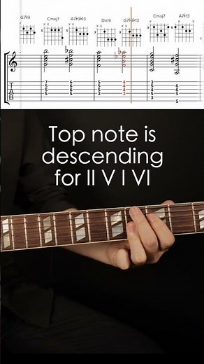Chord Melody II V I VI Voice Leading Direction Study Descending ex.1