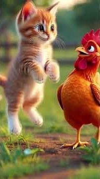 Cute Cat & Chicken Dance | Funny Animal Cartoon Video for Kids | Cute Kitten Music Fun