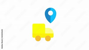Delivery Tracking, Location and Map animated icon on transparent background.