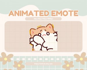 Emote animée Chat effrayé : flux Discord Twitch orange blanc (téléchargement numérique GIF)