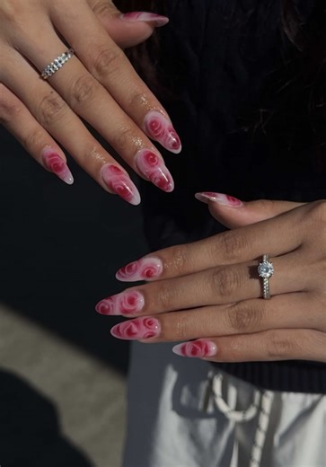 Roses Nails Tutorial with Blooming Gel