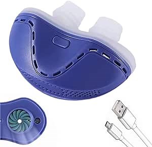 Electric Anti Snoring Devices with Fixing Strap, Anti Snoring Nasal Dilator Anti Snoring Solution-Three Gears Adjustable Wind Speed to Stop Snoring Nose Vents Plugs for Men,Women(Blue)