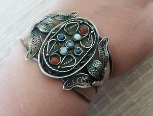 Armenian Cuff Filigree Gemstone Bracelet – Ethnic Open Arm Cuff - Etsy Canada