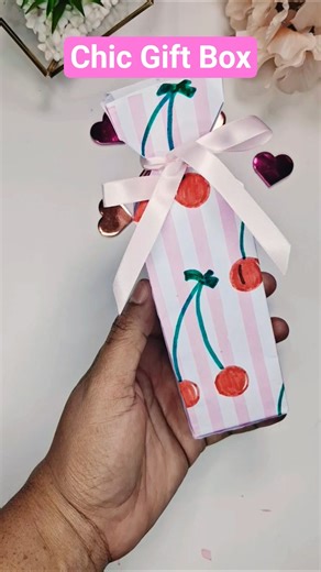 Turn Plain White Paper into a Cute Gift Box🍒 #papercraft #diy #craft #shorts