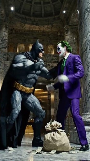Batman stops Joker from bank robbery #batman #marvel #dc #dccomics #bank #robbery